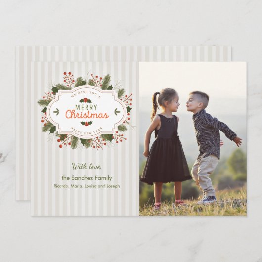 Carte de Noël traditionnelle (Devant / Derrière)