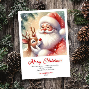 Carte de Noël traditionnelle avec Santa chaud et R