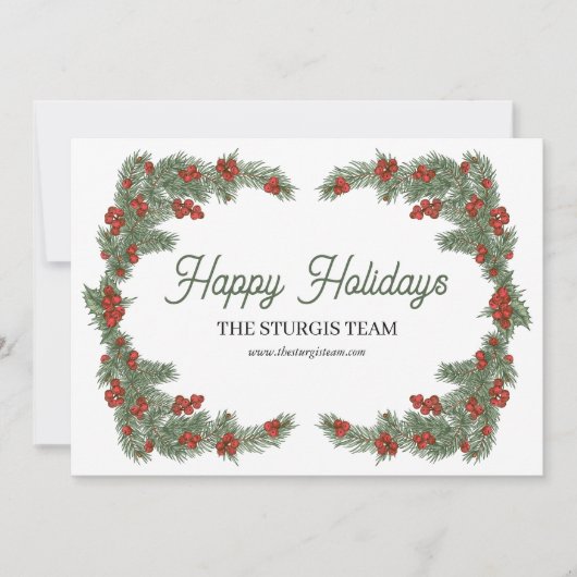 Carte de Noël traditionnelle Holly (Devant)