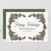 Carte de Noël traditionnelle Holly (Devant / Derrière)