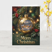 Carte de Noël traditionnelle joyeuse (Fleur jaune)