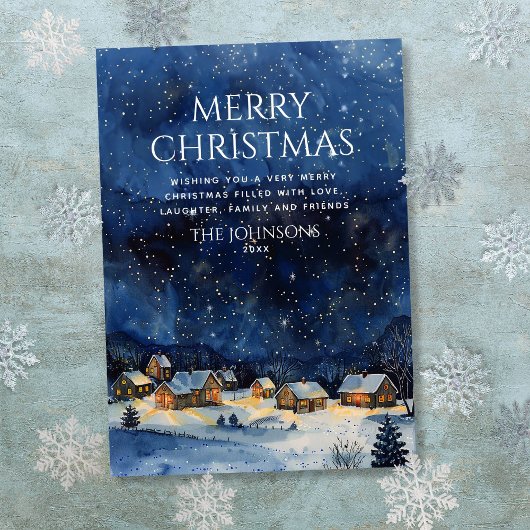 Carte de Noël traditionnelle rustique à l'aquarell