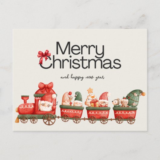 Carte de Noël Train Fantaisiste (Devant)