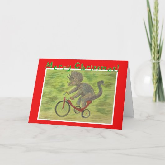 Carte de Noël Triceratops Tricycle (Devant)