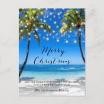 Carte de Noël Tropical Coastal Beach<br><div class="desc">Carte de Noël Tropical Coastal Beach - dispose d'une magnifique plage tropicale,  avec des lumières à cordes brillantes et une jolie typographie de script. La Carte postale de Noël fait partie d'une collection.</div>