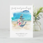 Carte de Noël Tropical Coastal Beach (Debout devant)