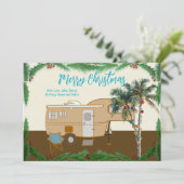 Carte de Noël Tropical Fifth Wheel Camper RV (Debout devant)