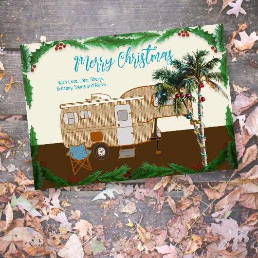 Carte de Noël Tropical Fifth Wheel Camper RV