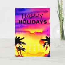 Carte de Noël Tropical Happy Holiday