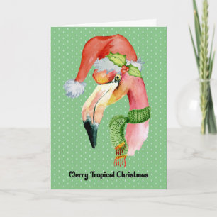 Carte de Noël tropicale avec flamant rose