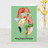 Carte de Noël tropicale avec Flamant rose (Fleur jaune)