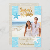 Carte de Noël tropicale de photo de plage (Devant / Derrière)