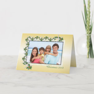 Carte de Noël tropicale en or avec photo