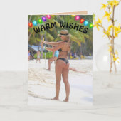 CARTE DE NOËL TROPICALE FILLE À GROSSES FESSES EN  (Fleur jaune)