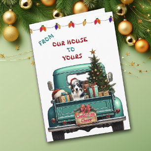 Carte de Noël Truck Color Australian Shepherd Truc