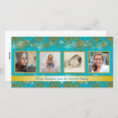 Carte de Noël Turquoise et Gold Family (Devant / Derrière)