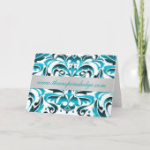 Carte de Noël turquoise et Silver Foil Damask (Dos)