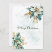 Carte de Noël Turquoise Floral Aquarelle (Devant)