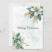 Carte de Noël Turquoise Floral Aquarelle (Dos)