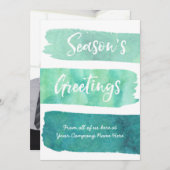 Carte de Noël turquoise Watercolor (Devant / Derrière)