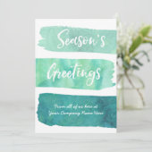 Carte de Noël turquoise Watercolor (Debout devant)