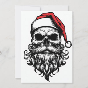 Carte de Noël unique au crâne du cool Père Noël