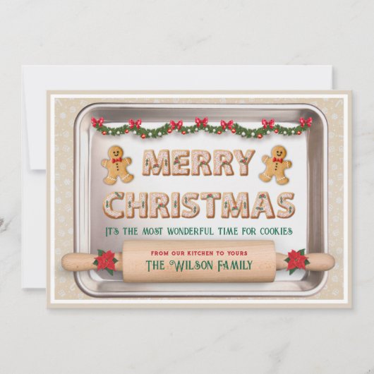 Carte de Noël unique Recette de biscuits Recette (Devant)