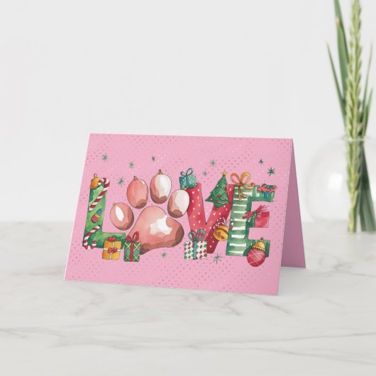 Carte de Noël Vacances Amour de Patte d'Animal de (Devant)