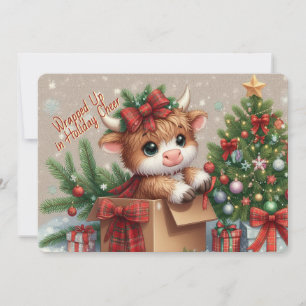 Carte de Noël vache des Highlands Fantaisiste