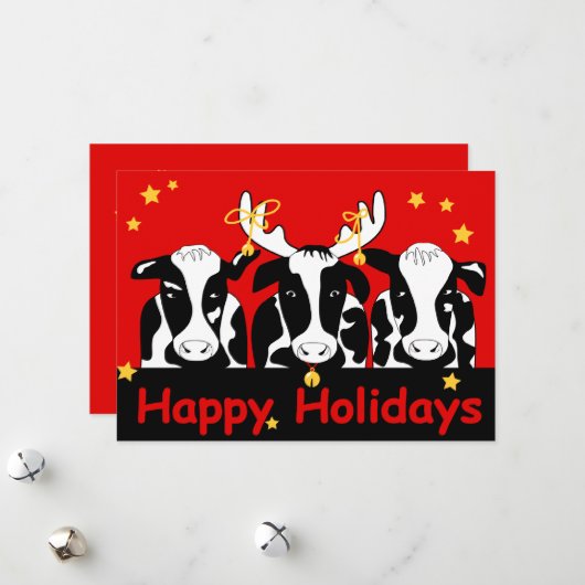 Carte de Noël Vaches laitières Appartement de vaca (Devant/Arrière en situation)