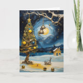Carte de Noël Van Gogh Starry Night Art Grey (Devant)