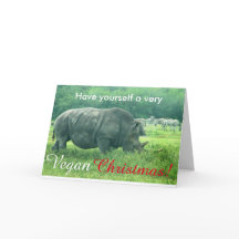 Carte de Noël végétalienne de rhinocéros