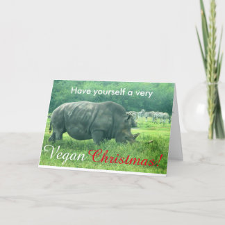 Carte de Noël végétalienne de rhinocéros