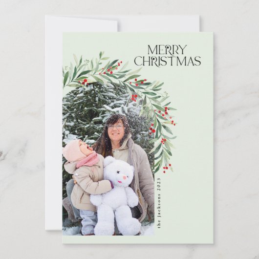 Carte de Noël Verdure Rustique Photo Berries rouge (Devant)