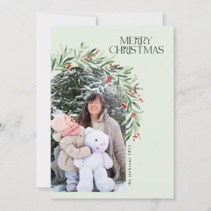 Carte de Noël Verdure Rustique Photo Berries rouge