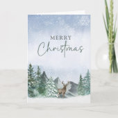 Carte de Noël Vert Aquarelle Pine Forest Paillée (Devant)