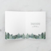 Carte de Noël Vert Aquarelle Pine Forest Paillée (Intérieur)