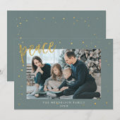 Carte de Noël Vert Sauge Points Dorés (Devant / Derrière)