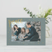 Carte de Noël Vert Sauge Points Dorés (Debout devant)