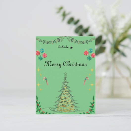 Carte de Noël verte (Debout devant)