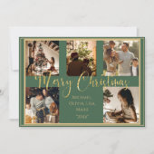 Carte de Noël verte avec écriture dorée Photo Joye (Devant)