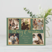 Carte de Noël verte avec écriture dorée Photo Joye (Debout devant)