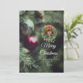 Carte de Noël verte avec photo de famille (Debout devant)