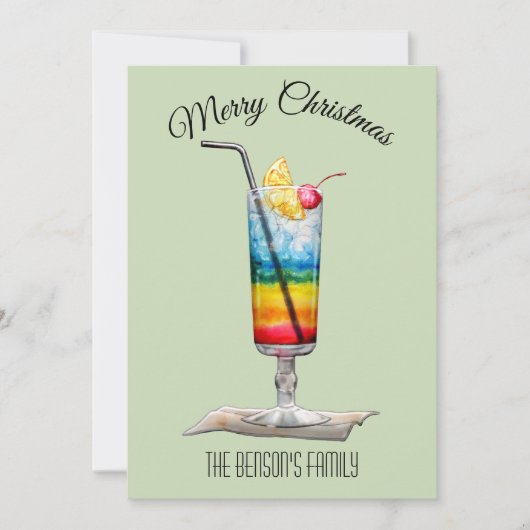 Carte de Noël verte Cocktail (Devant)