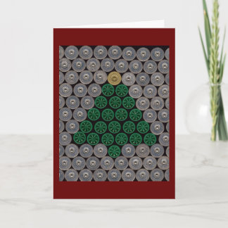 Carte de Noël verte d'arbre de coquille de fusil
