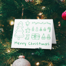 Carte de Noël verte dessinée à la main