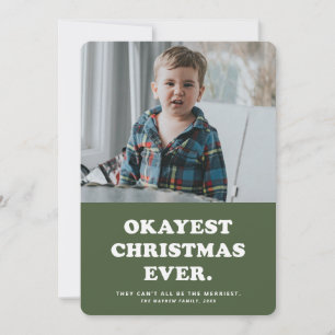 Carte de Noël verte drôle Okayest Noël de tous les