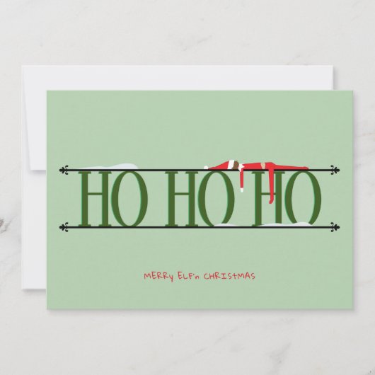 Carte de Noël verte Elf Shenanigans (Devant)