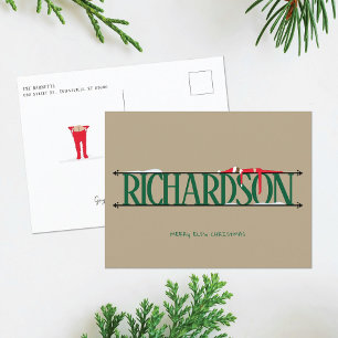 Carte de Noël verte et marron Elf Shenanigans