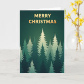 Carte de Noël verte moderne Gold et Forest (Fleur jaune)